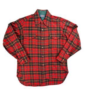 VINTAGE Pendleton Shirt Men Size 16 Tartan Plaid Virgin Wool Made In USA Shacket